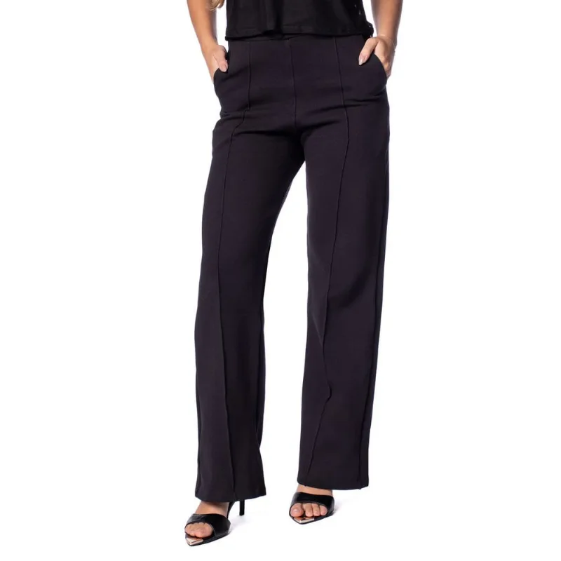 Calça Feminina Olho Fatal Wide Leg Jacquard Malha Preto - M