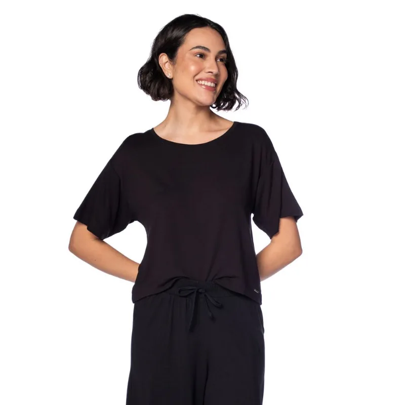 Blusa Feminina Olho Fatal Curta Básica Preto - P