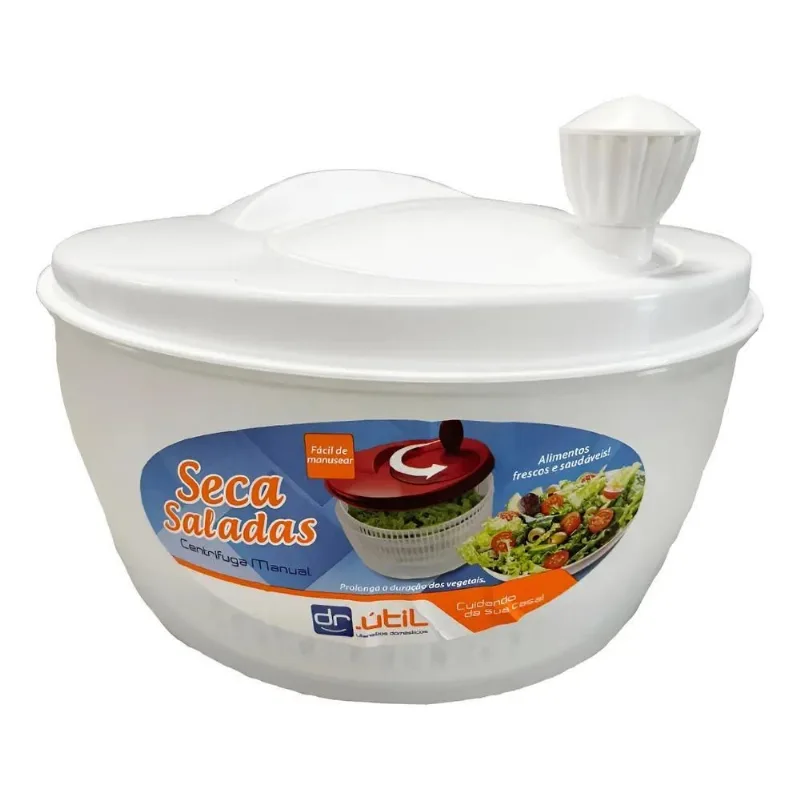 Centrífuga De Salada Secador Verduras Manual 4 L Branco