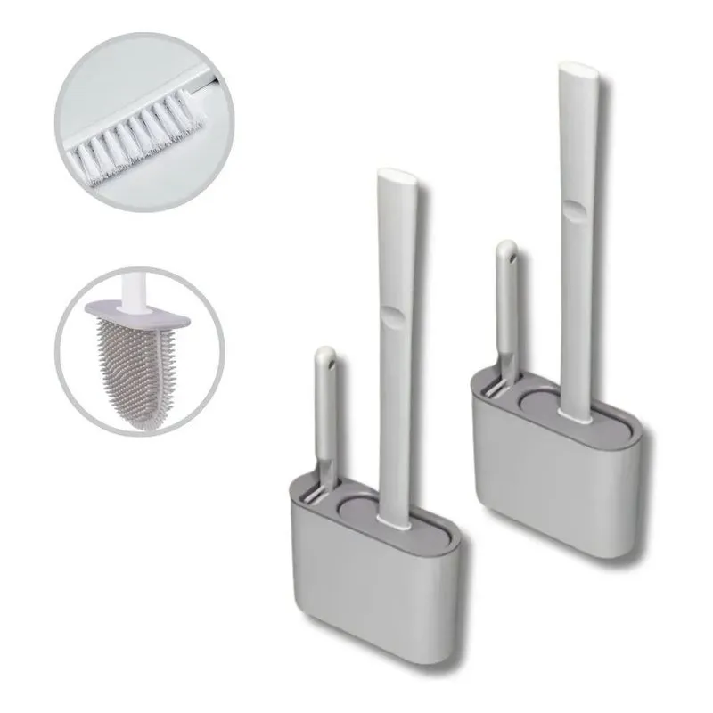 3x Kit 2 Escova De Banheiro Silicone Dupla Sanitaria Dualhom
