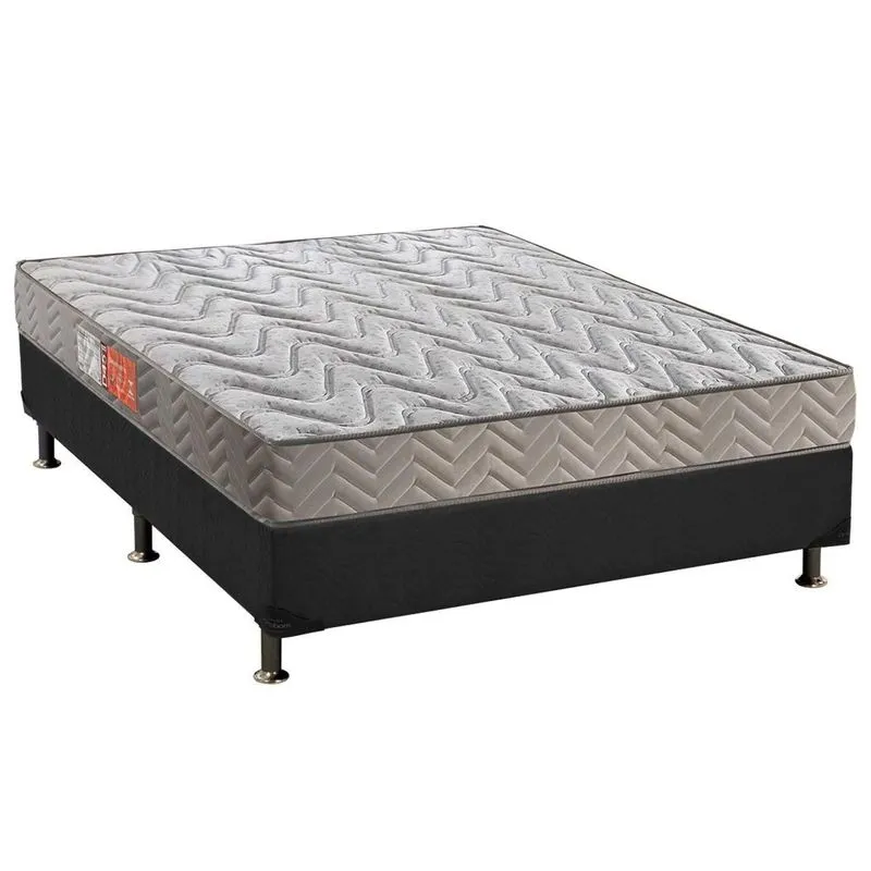Conjunto Box Casal: Colchão Espuma Paropas D45 Pasquale Clean + Base CRC Suede Gray (138x188)