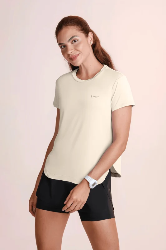 T-shirt Feminina Lsport Ampla Baunilha / GG