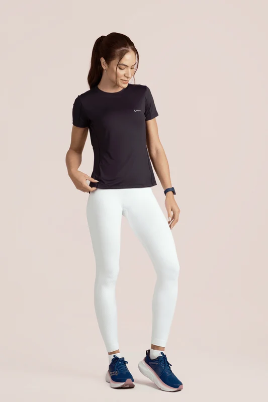 Camiseta Feminina Lsport Corrida Recortes Preta / P