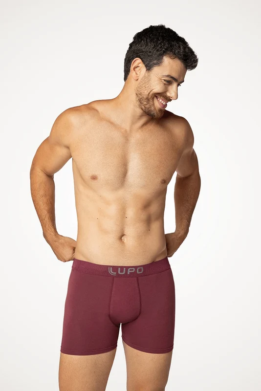 Cueca Boxer Algodão com Elastano Vinho / G (46 a 48)