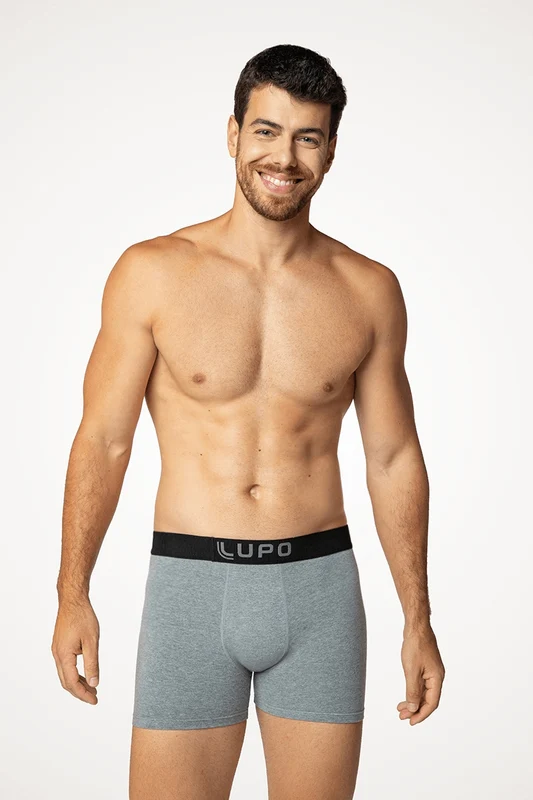 Cueca Boxer Algodão com Elastano Chumbo Mescla / G (46 a 48)