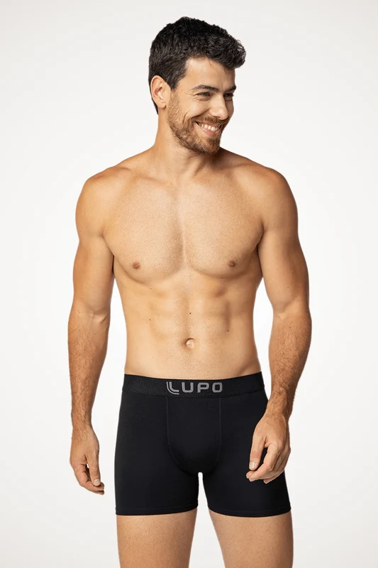 Cueca Boxer Algodão com Elastano Preta / GG (50 a 52)