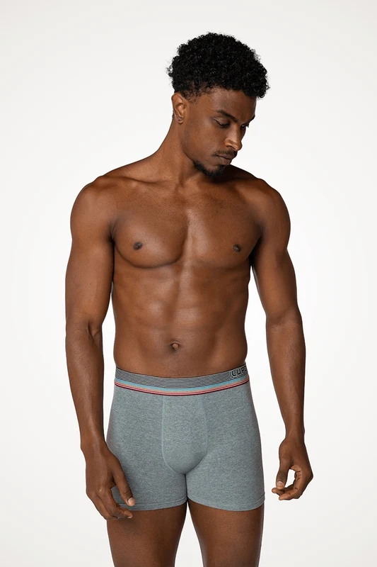 Cueca Boxer Algodão com elastano Chumbo Mescla / P (38 a 40)