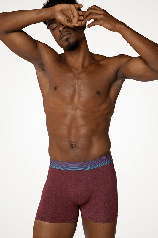 Cueca Boxer Algodão com elastano Marsala Mescla / M (42 a 44)