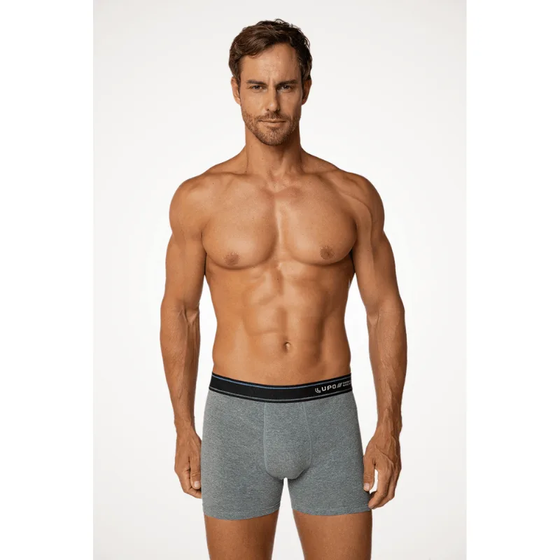 Cueca Boxer Algodão Masculina Lupo Tamanho: G (46 a 48) | Cor: Chumbo Mescla