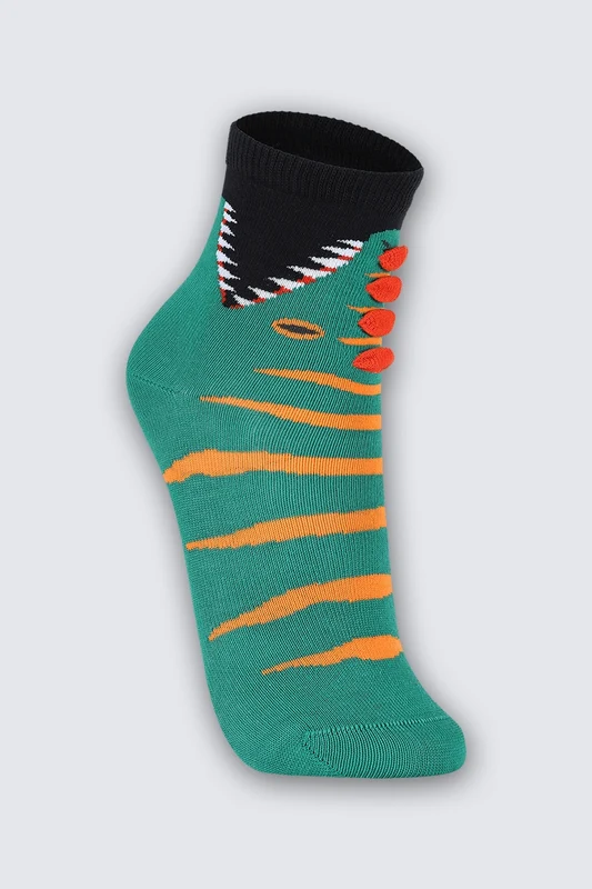 Meia Cano Médio Algodão 3D Infantil Masculina Lupo Verde / 30 a 36