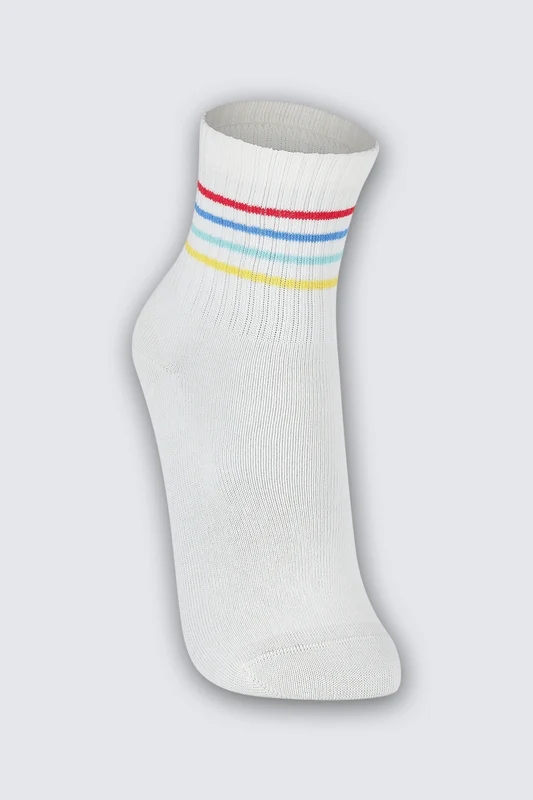 Meia Cano Médio Algodão Infantil Feminina Lupo Off White / 24 a 29