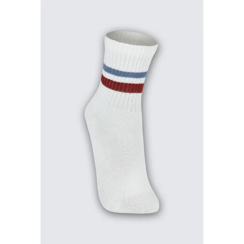 Meia Cano Médio Algodão Infantil Masculina Lupo Tamanho: 30 a 36 | Cor: Off White