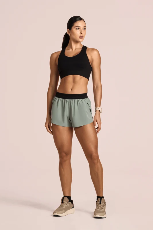 Shorts Feminino Lsport Grid Running Verde Fresh / P