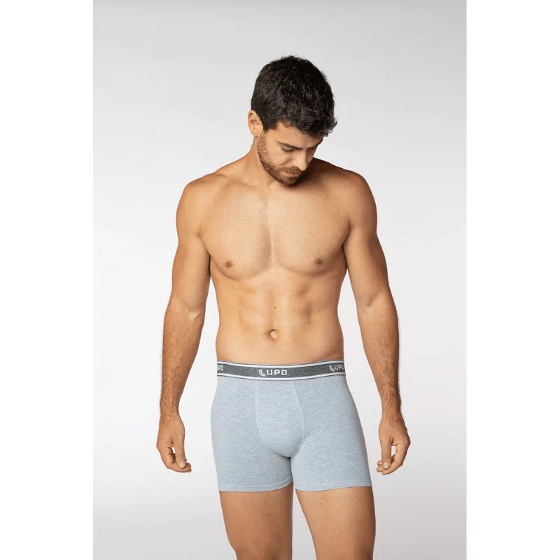 Cueca Boxer Algodão com Elastano Masculina Lupo Tamanho: GG (50 a 52) | Cor: Mescla Cinza