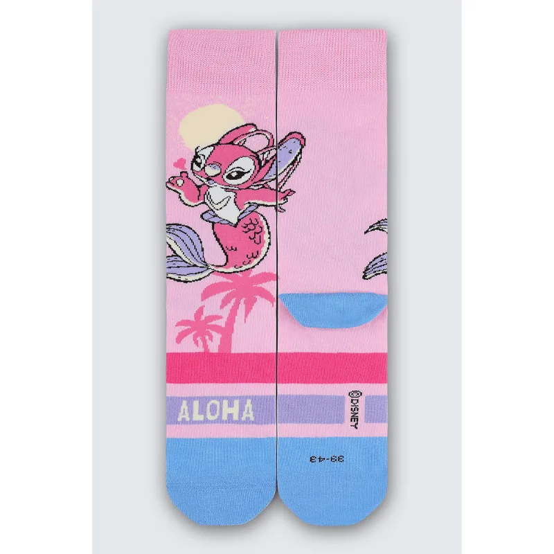Meia Cano Longo Stitch Unissex Lupo Tamanho: 39 a 43 | Cor: Rosa