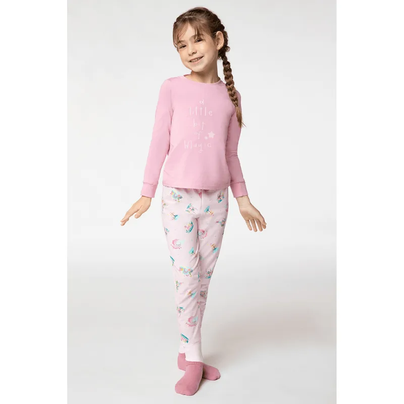 Pijama Longo Jogger Infantil Feminino Lupo Tamanho: 4 anos | Cor: Rosa