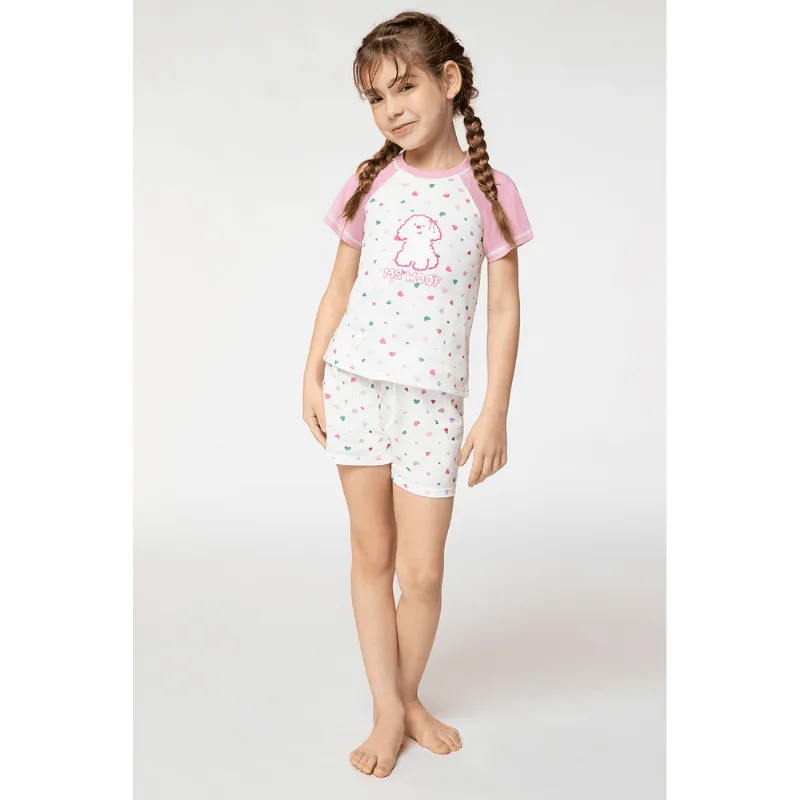 Pijama Curto Cachorrinho Infantil Feminino Lupo Tamanho: 8 anos | Cor: Off White