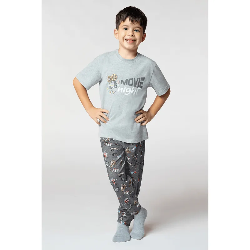 Pijama Longo Cinema Infantil Masculino Lupo Tamanho: 10 anos | Cor: Cinza Mescla