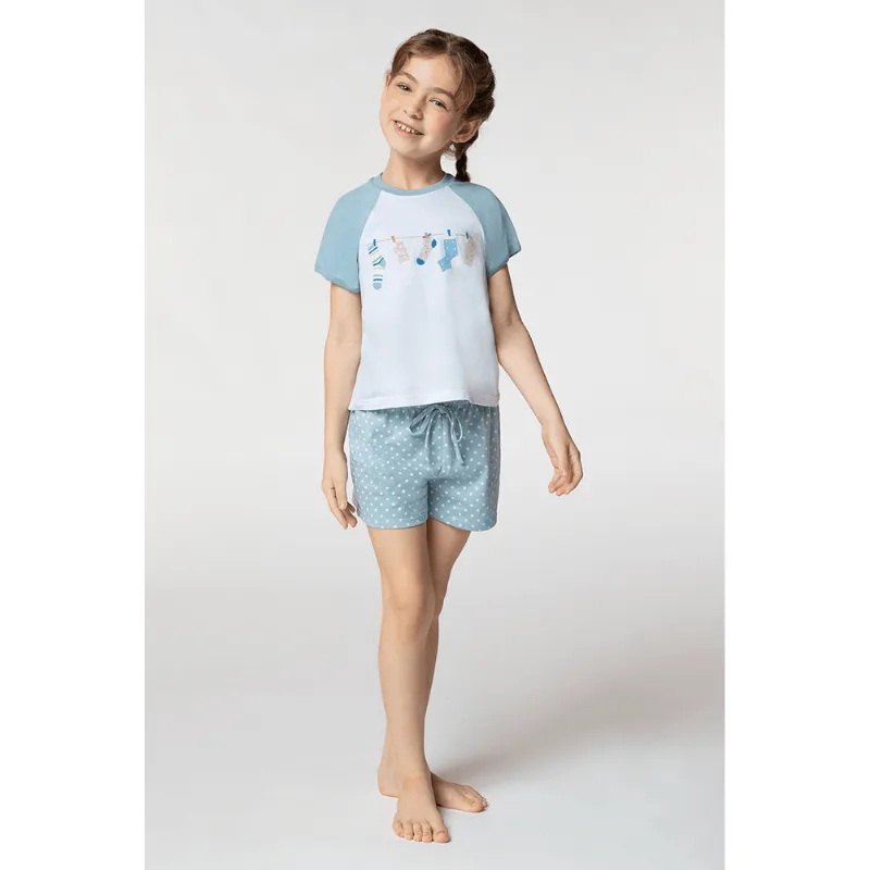Pijama Curto Algodão Infantil Feminino Lupo Tamanho: 12 anos | Cor: Branca