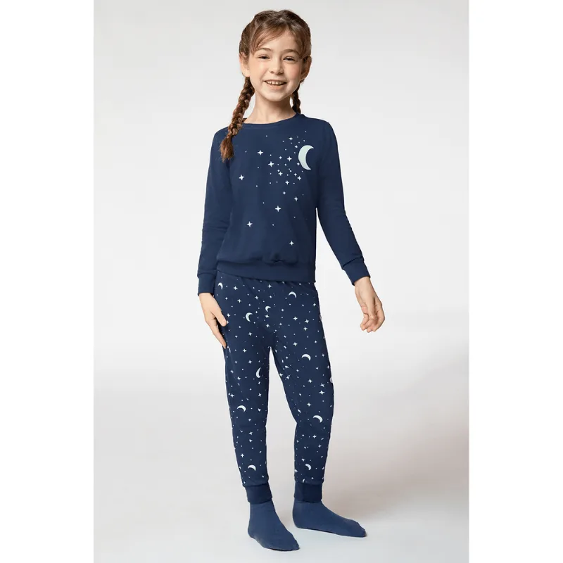 Pijama Longo Algodão Infantil Feminino Lupo Tamanho: 06 anos | Cor: Marinho