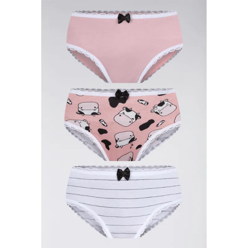 Kit 3 Calcinhas Lobinha Estampada Algodão Tamanho: PP (0 a 02 anos) | Cor: Sortida