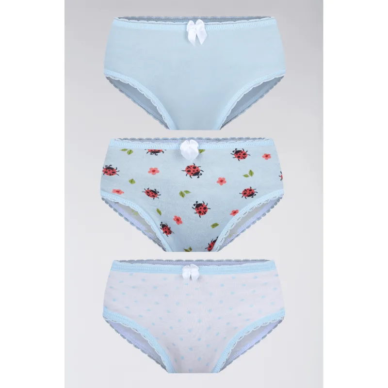 Kit 3 Calcinhas Lobinha Estampada Algodão Tamanho: G (09 a 11 anos) | Cor: Sortida