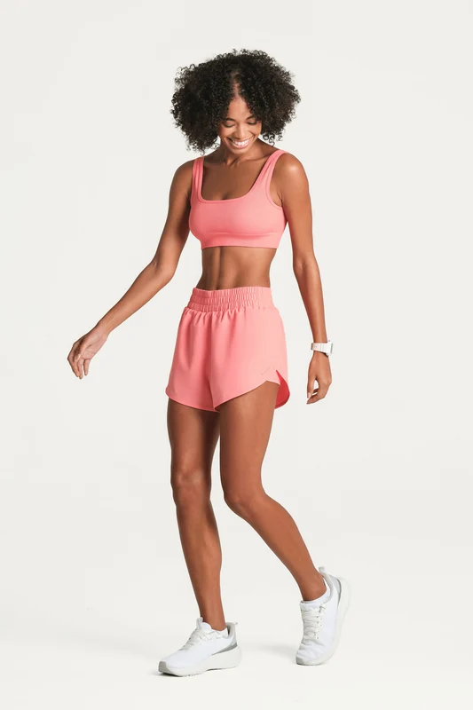 Shorts Duplo Running Feminino Coral / P