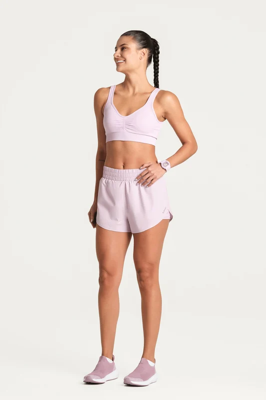Shorts Duplo Running Feminino Lavanda Suave / M