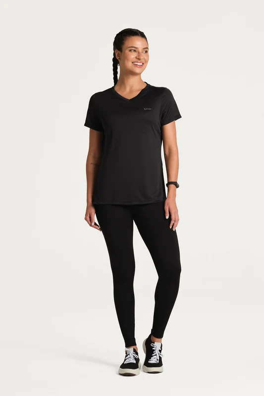T-shirt Lsport Alongada Com Fenda Lateral Preta - 9990 / P