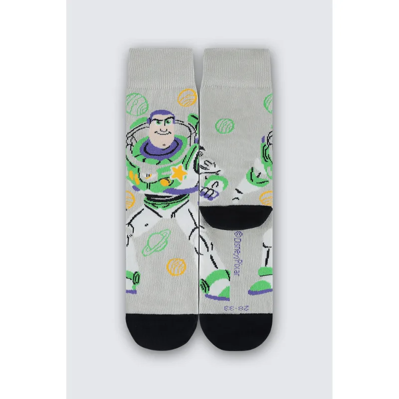 Meia Cano Longo Toy Story Infantil Unissex Lupo Tamanho: 28 a 33 | Cor: Lunar Grey