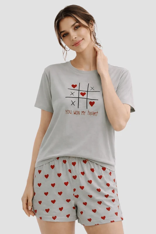 Pijama Curto My Heart Feminino Lupo Cinza Claro / M (40 a 42)