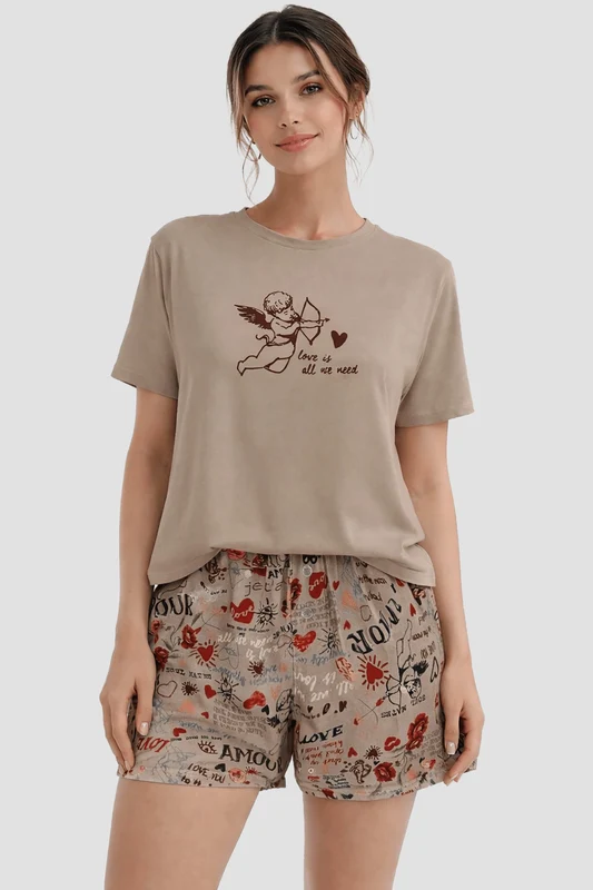 Pijama Curto Cupido Feminino Lupo Argila Escura / G (44 a 46)