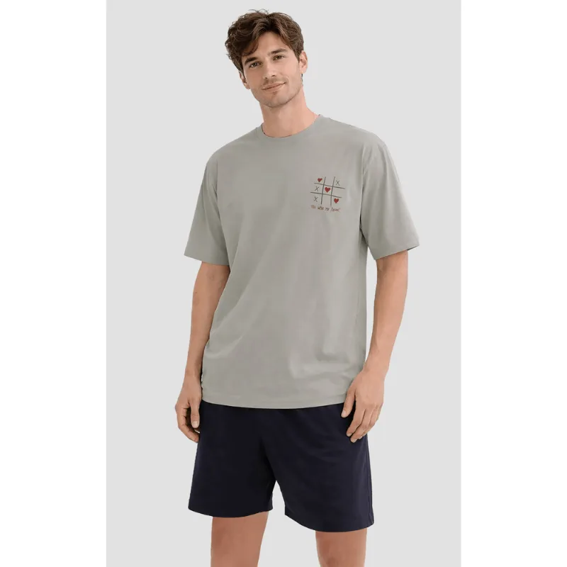 Pijama Curto My Heart Masculino Lupo Tamanho: G (44 a 46) | Cor: Cinza Claro