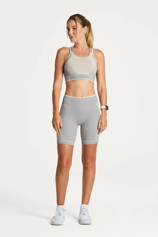 Bermuda Lsport Seamless Listras Cinza / P