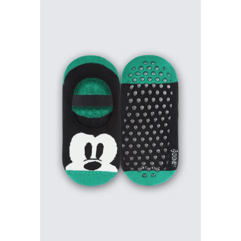 Meia Sapatilha Antiderrapante Mickey Infantil Unissex Lupo Tamanho: 24 a 29 | Cor: Preta