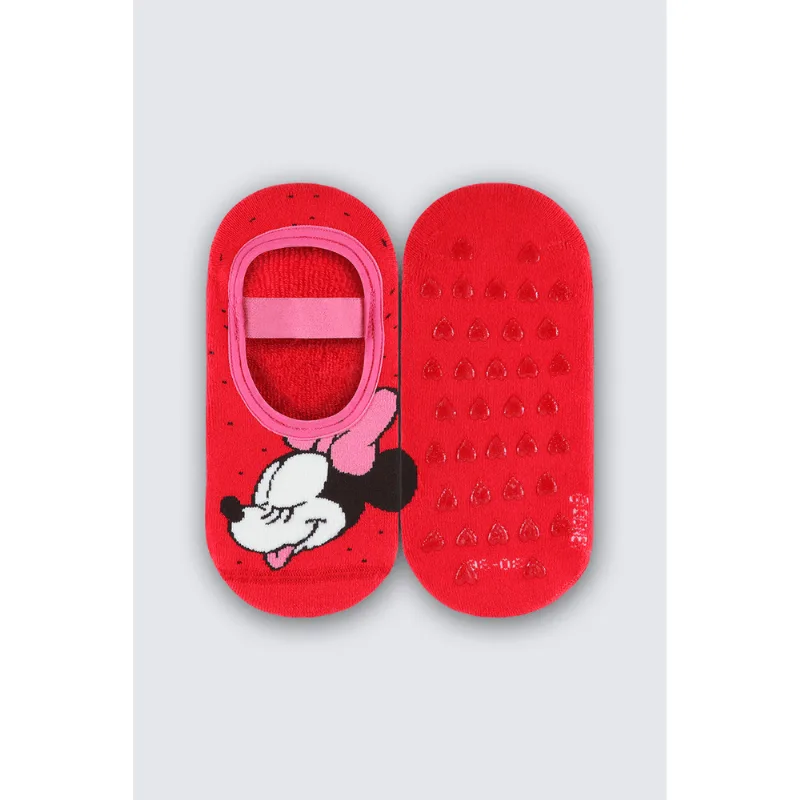Meia Sapatilha Antiderrapante Mickey Infantil Unissex Lupo Tamanho: 30 a 36 | Cor: Vermelho
