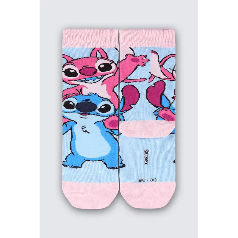 Meia Cano Longo Stitch Infantil Unissex Lupo Tamanho: 24 a 29 | Cor: Azul