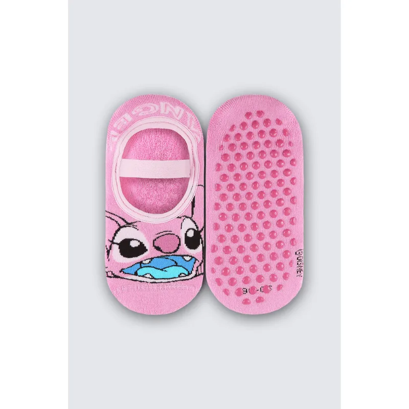 Meia Sapatilha Antiderrapante Stitch Infantil Unissex Lupo Tamanho: 24 a 29 | Cor: Rosa