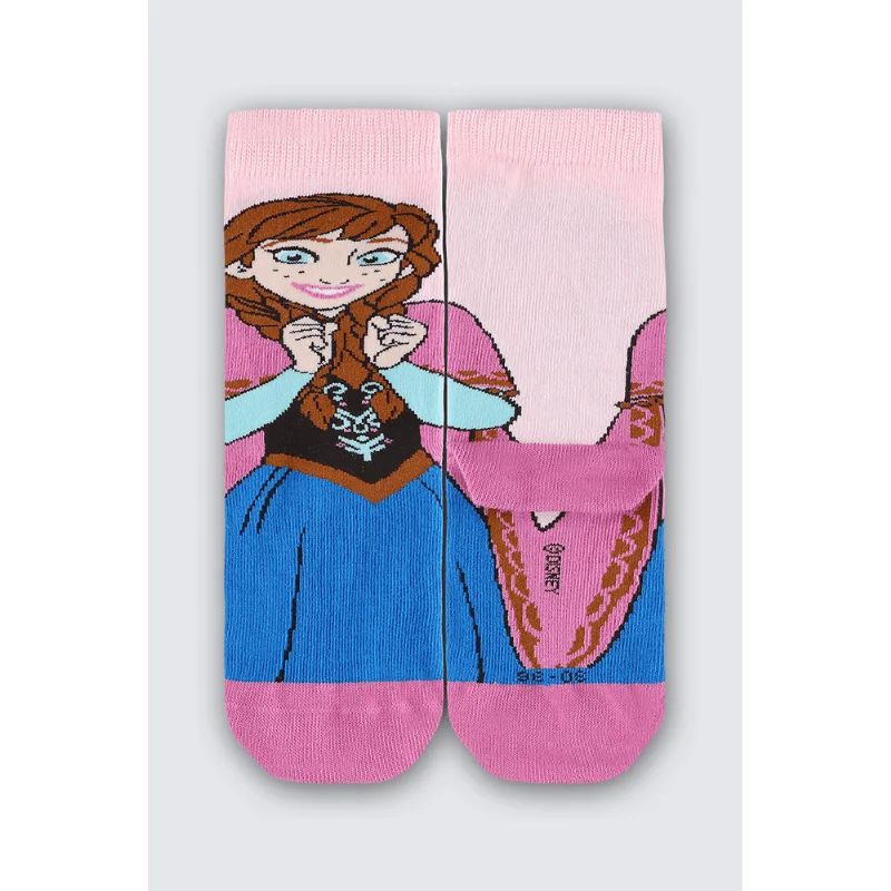 Meia Cano Longo Frozen Infantil Feminina Lupo Tamanho: 30 a 36 | Cor: Rosa