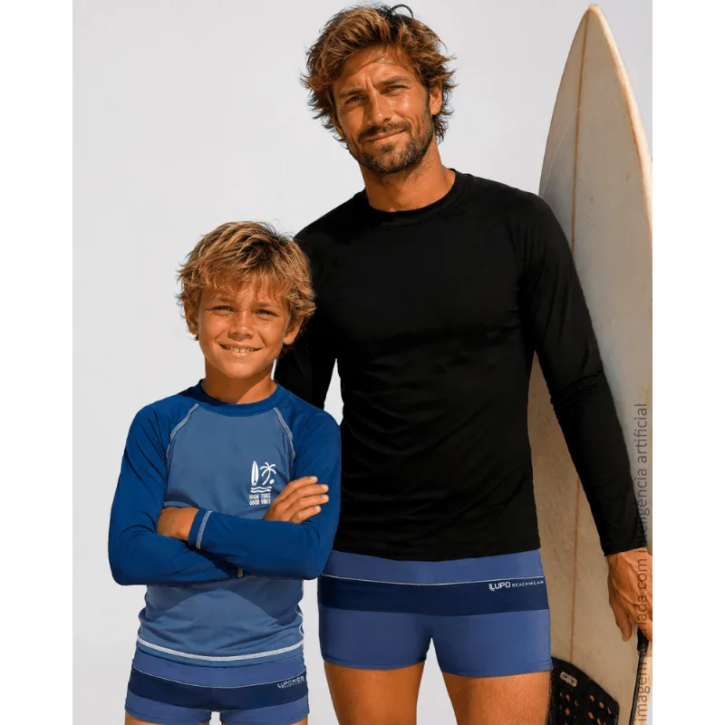 Sunga Boxer Beachwear Infantil Masculina Lupo Tamanho: 12 anos | Cor: Azul