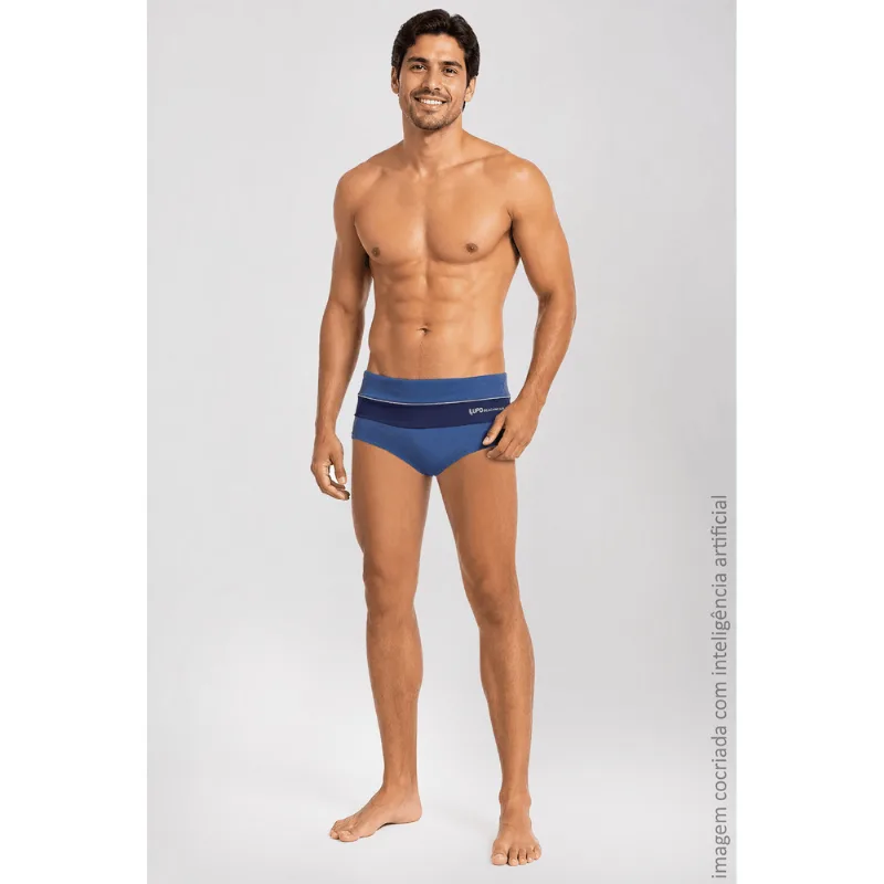 Sunga Beachwear com Recorte Masculina Lupo Tamanho: P (38 a 40) | Cor: Azul