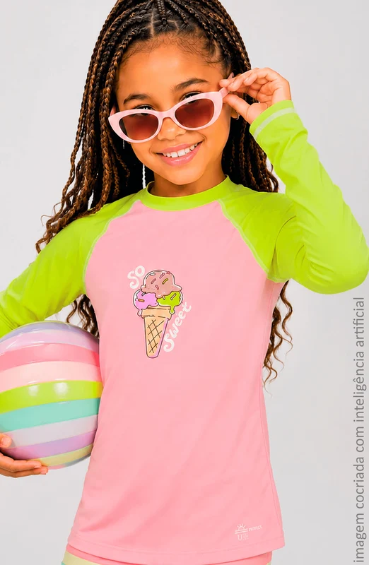 T-Shirt Kids UV Protection Rosa / 08 anos