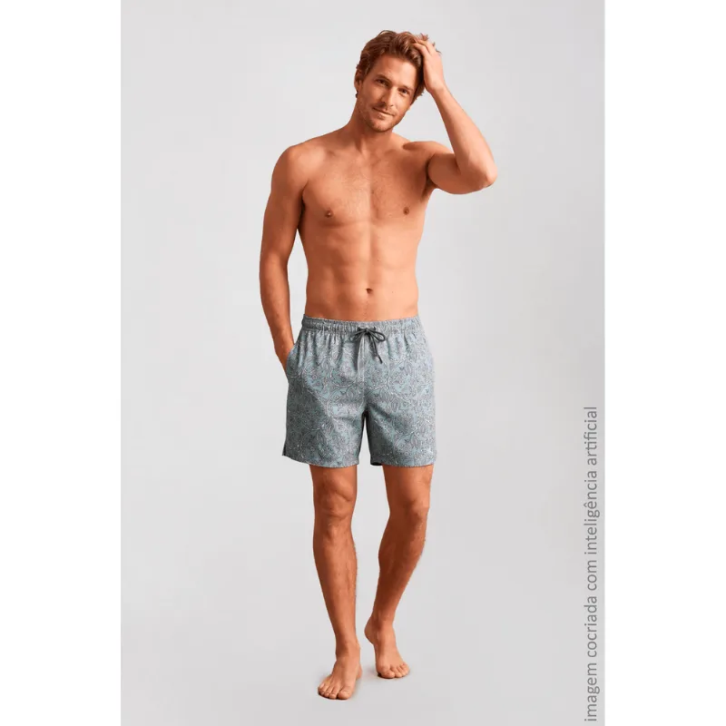 Short Beachwear Estampado Masculino Lupo Tamanho: M (42 a 44) | Cor: Indigo