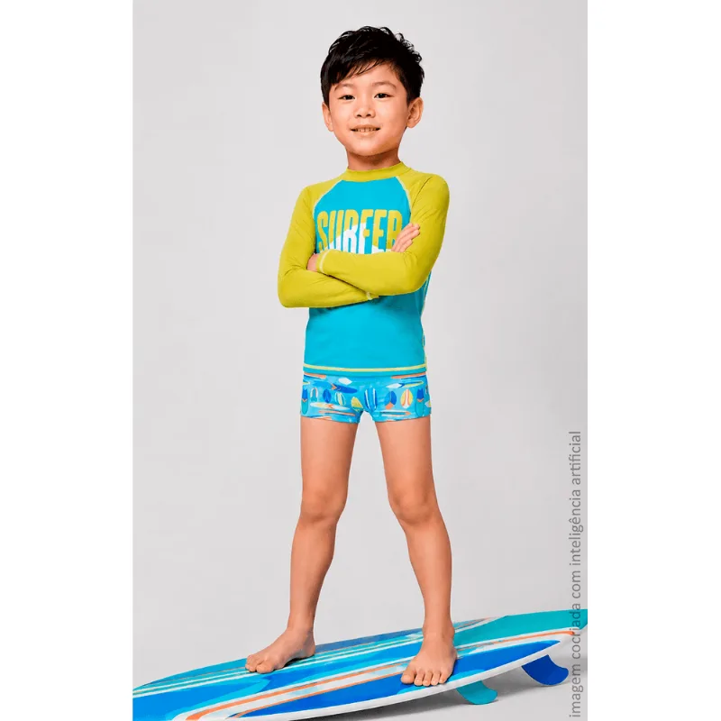 Boxer Beachwear Estampada Lupo Kids Tamanho: 06 anos | Cor: Azul Pastel