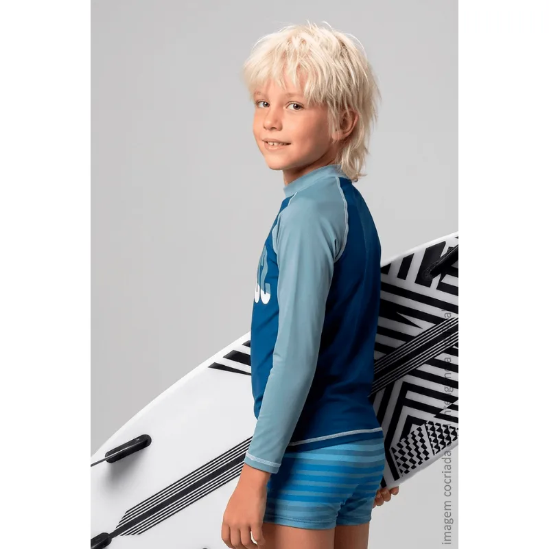Sunga Boxer Beachwear Estampada Infantil Masculina Lupo Tamanho: 12 anos | Cor: Azul