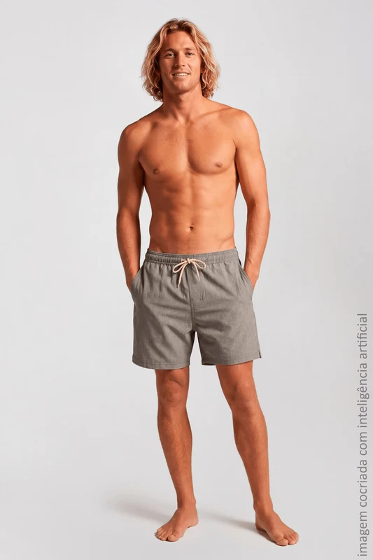 Short Beachwear Masculino Lupo Mescla Marrom / P (38 a 40)