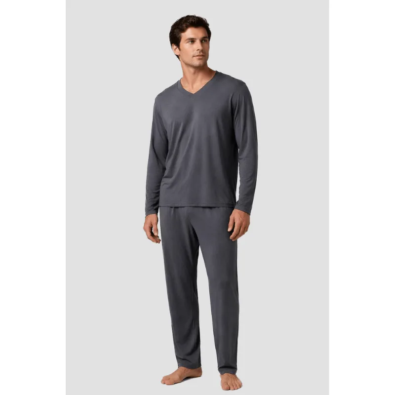 Pijama Longo Modal Gola V Masculino Lupo Tamanho: P (36 a 38) | Cor: Grafite