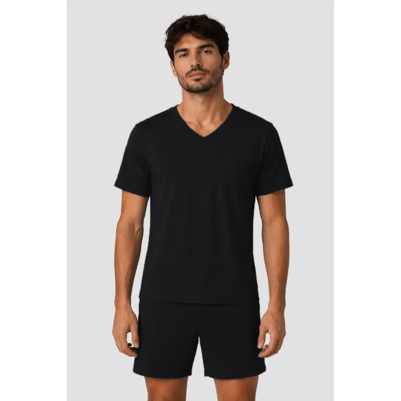 Pijama Curto Modal Gola V Masculino Lupo Tamanho: M (40 a 42) | Cor: Preta
