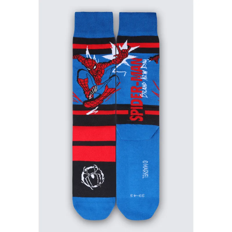 Meia Cano Longo Homem Aranha Unissex Lupo Tamanho: 39 a 43 | Cor: Azul Místico
