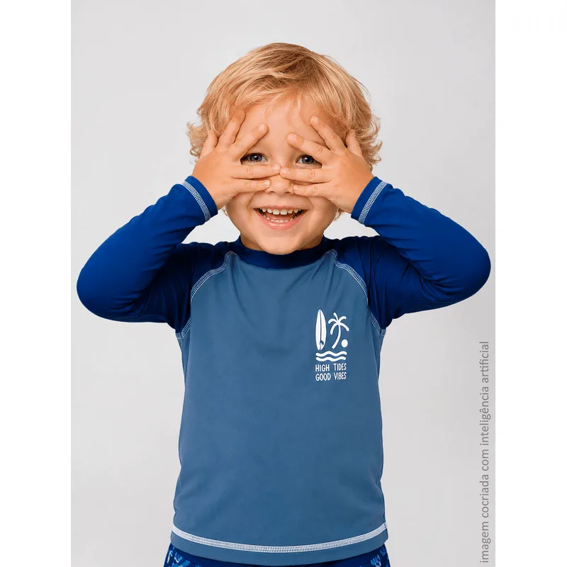 Camiseta Beachwear Proteção UV Infantil Masculina Lupo Tamanho: 04 anos | Cor: Azul